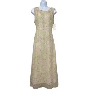 Vintage Rabbit Maxi Dress Fairy Sheer Floral Dainty Cottage 90s Crinkle NWT 14